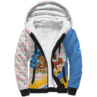 Somalia Christmas Sherpa Hoodie with Santa Cheetah Christmas Tree Village Scene and Festive Snowflake - Wonder Print Shop
