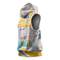 Somalia Christmas Sleeveless Hoodie with Santa Cheetah Christmas Tree Village Scene and Festive Snowflake - Wonder Print Shop