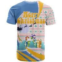 Somalia Christmas T Shirt with Santa Cheetah Christmas Tree Village Scene and Festive Snowflake - Wonder Print Shop