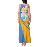 Somalia Christmas Tank Maxi Dress with Santa Cheetah Christmas Tree Village Scene and Festive Snowflake - Wonder Print Shop