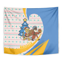 Somalia Christmas Tapestry with Santa Cheetah Christmas Tree Village Scene and Festive Snowflake - Wonder Print Shop