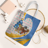 Somalia Christmas Tote Bag with Santa Cheetah Christmas Tree Village Scene and Festive Snowflake - Wonder Print Shop