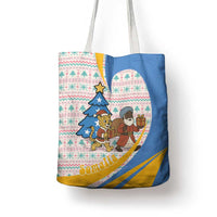 Somalia Christmas Tote Bag with Santa Cheetah Christmas Tree Village Scene and Festive Snowflake - Wonder Print Shop