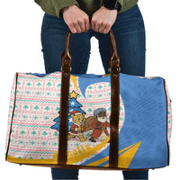 Somalia Christmas Travel Bag with Santa Cheetah Christmas Tree Village Scene and Festive Snowflake - Wonder Print Shop