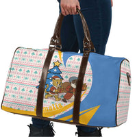 Somalia Christmas Travel Bag with Santa Cheetah Christmas Tree Village Scene and Festive Snowflake - Wonder Print Shop