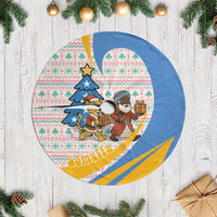 Somalia Christmas Tree Skirt with Santa Cheetah Christmas Tree Village Scene and Festive Snowflake - Wonder Print Shop