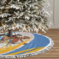 Somalia Christmas Tree Skirt with Santa Cheetah Christmas Tree Village Scene and Festive Snowflake - Wonder Print Shop
