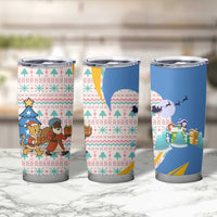 Somalia Christmas Tumbler Cup with Santa Cheetah Christmas Tree Village Scene and Festive Snowflake - Wonder Print Shop