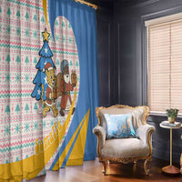 Somalia Christmas Window Curtain with Santa Cheetah Christmas Tree Village Scene and Festive Snowflake - Wonder Print Shop