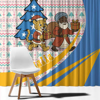 Somalia Christmas Window Curtain with Santa Cheetah Christmas Tree Village Scene and Festive Snowflake - Wonder Print Shop
