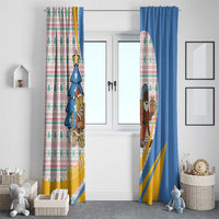Somalia Christmas Window Curtain with Santa Cheetah Christmas Tree Village Scene and Festive Snowflake - Wonder Print Shop