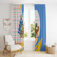 Somalia Christmas Window Curtain with Santa Cheetah Christmas Tree Village Scene and Festive Snowflake - Wonder Print Shop