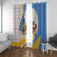 Somalia Christmas Window Curtain with Santa Cheetah Christmas Tree Village Scene and Festive Snowflake - Wonder Print Shop