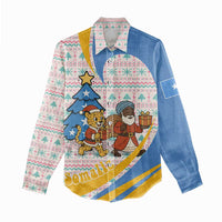 Somalia Christmas Women Casual Shirt with Santa Cheetah Christmas Tree Village Scene and Festive Snowflake - Wonder Print Shop