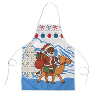 Somalia Christmas Apron with Santa on Camel Christmas Tree Ornaments Candy Canes and Snowflake - Wonder Print Shop