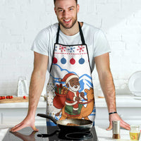Somalia Christmas Apron with Santa on Camel Christmas Tree Ornaments Candy Canes and Snowflake - Wonder Print Shop