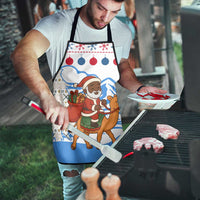 Somalia Christmas Apron with Santa on Camel Christmas Tree Ornaments Candy Canes and Snowflake - Wonder Print Shop