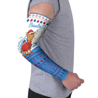 Somalia Christmas Arm Sleeves with Santa on Camel Christmas Tree Ornaments Candy Canes and Snowflake - Wonder Print Shop