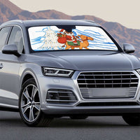 Somalia Christmas Auto Sun Shade with Santa on Camel Christmas Tree Ornaments Candy Canes and Snowflake - Wonder Print Shop