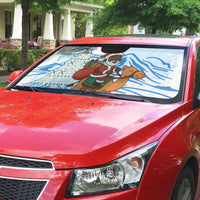 Somalia Christmas Auto Sun Shade with Santa on Camel Christmas Tree Ornaments Candy Canes and Snowflake - Wonder Print Shop