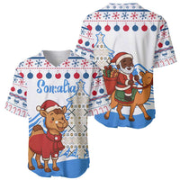 Somalia Christmas Baseball Jersey with Santa on Camel Christmas Tree Ornaments Candy Canes and Snowflake - Wonder Print Shop
