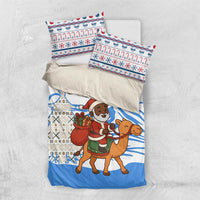 Somalia Christmas Bedding Set with Santa on Camel Christmas Tree Ornaments Candy Canes and Snowflake - Wonder Print Shop