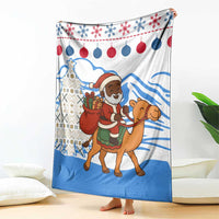 Somalia Christmas Blanket with Santa on Camel Christmas Tree Ornaments Candy Canes and Snowflake - Wonder Print Shop