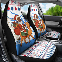 Somalia Christmas Car Seat Cover with Santa on Camel Christmas Tree Ornaments Candy Canes and Snowflake - Wonder Print Shop