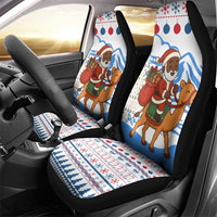 Somalia Christmas Car Seat Cover with Santa on Camel Christmas Tree Ornaments Candy Canes and Snowflake - Wonder Print Shop