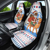 Somalia Christmas Car Seat Cover with Santa on Camel Christmas Tree Ornaments Candy Canes and Snowflake - Wonder Print Shop