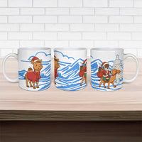 Somalia Christmas Ceramic Mug with Santa on Camel Christmas Tree Ornaments Candy Canes and Snowflake - Wonder Print Shop