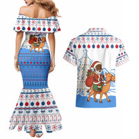 Somalia Christmas Couples Matching Mermaid Dress and Hawaiian Shirt with Santa on Camel Christmas Tree Ornaments Candy Canes and Snowflake - Wonder Print Shop