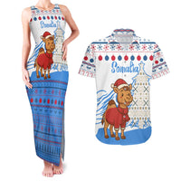 Somalia Christmas Couples Matching Tank Maxi Dress and Hawaiian Shirt with Santa on Camel Christmas Tree Ornaments Candy Canes and Snowflake - Wonder Print Shop