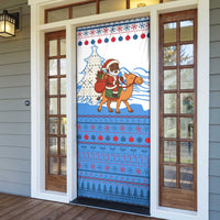 Somalia Christmas Door Cover with Santa on Camel Christmas Tree Ornaments Candy Canes and Snowflake - Wonder Print Shop