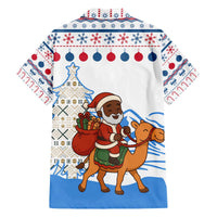 Somalia Christmas Family Matching Off The Shoulder Long Sleeve Dress and Hawaiian Shirt with Santa on Camel Christmas Tree Ornaments Candy Canes and Snowflake - Wonder Print Shop