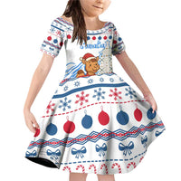 Somalia Christmas Family Matching Off Shoulder Short Dress and Hawaiian Shirt with Santa on Camel Christmas Tree Ornaments Candy Canes and Snowflake - Wonder Print Shop