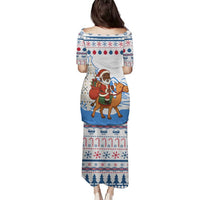 Somalia Christmas Family Matching Puletasi and Hawaiian Shirt with Santa on Camel Christmas Tree Ornaments Candy Canes and Snowflake - Wonder Print Shop