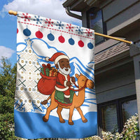 Somalia Christmas Garden Flag with Santa on Camel Christmas Tree Ornaments Candy Canes and Snowflake - Wonder Print Shop