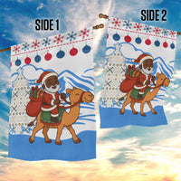 Somalia Christmas Garden Flag with Santa on Camel Christmas Tree Ornaments Candy Canes and Snowflake - Wonder Print Shop