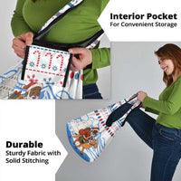 Somalia Christmas Grocery Bag with Santa on Camel Christmas Tree Ornaments Candy Canes and Snowflake - Wonder Print Shop