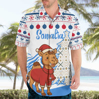 Somalia Christmas Hawaiian Shirt with Santa on Camel Christmas Tree Ornaments Candy Canes and Snowflake - Wonder Print Shop