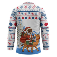 Somalia Christmas Hockey Jersey with Santa on Camel Christmas Tree Ornaments Candy Canes and Snowflake - Wonder Print Shop