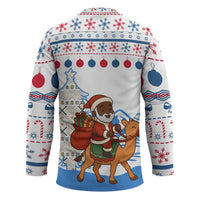 Somalia Christmas Hockey Jersey with Santa on Camel Christmas Tree Ornaments Candy Canes and Snowflake - Wonder Print Shop