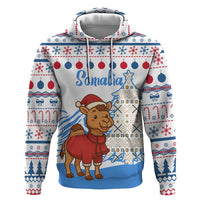 Somalia Christmas Hoodie with Santa on Camel Christmas Tree Ornaments Candy Canes and Snowflake - Wonder Print Shop