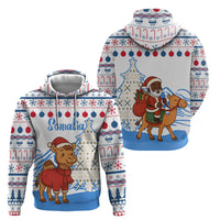 Somalia Christmas Hoodie with Santa on Camel Christmas Tree Ornaments Candy Canes and Snowflake - Wonder Print Shop