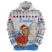 Somalia Christmas Hoodie with Santa on Camel Christmas Tree Ornaments Candy Canes and Snowflake - Wonder Print Shop