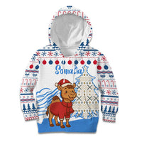 Somalia Christmas Kid Hoodie with Santa on Camel Christmas Tree Ornaments Candy Canes and Snowflake - Wonder Print Shop