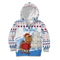 Somalia Christmas Kid Hoodie with Santa on Camel Christmas Tree Ornaments Candy Canes and Snowflake - Wonder Print Shop