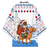 Somalia Christmas Kimono with Santa on Camel Christmas Tree Ornaments Candy Canes and Snowflake - Wonder Print Shop