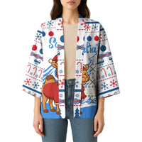Somalia Christmas Kimono with Santa on Camel Christmas Tree Ornaments Candy Canes and Snowflake - Wonder Print Shop